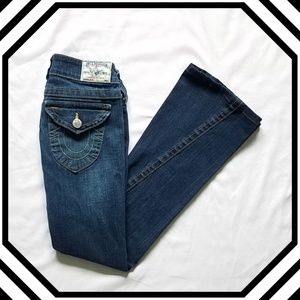 True Religion Dark Wash Low Rise Joey Flare Jeans